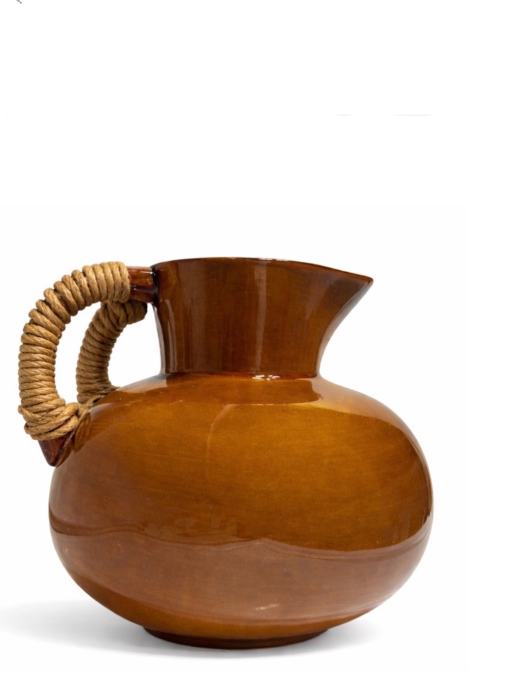 Vintage Z Gallerie Vase Sedona Rust Brown Glaze Ceramic Pitcher Woven Hande‎